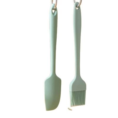 China Viable Heat Resistant Kitchen Pastry Bakeware 2 Piece Set Silicon Oil Brush and Spatula Butter Scraper for sale