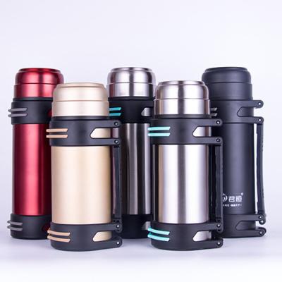 China PORTABLE Large and easy carry double wall vacuum thermos flask coffee jar with lid and travel handle water for sale