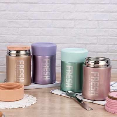 China Double Wall Stainless Steel Minimalist Vacuum Insulated Food Flask Lunch Box with Large Capacity and Spoon for sale