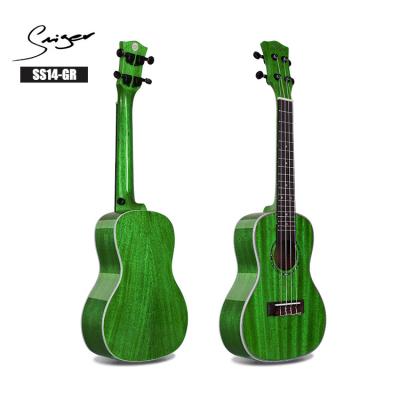 China Brand SS14 Soprano Ukulele China Grape Green Size Luster Solid Mahogany 24 Inch Soprano Ukuleles for sale