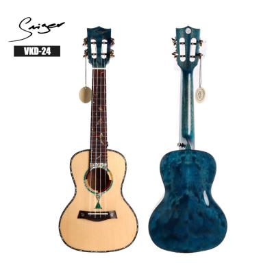 China High Gloss Finish Ukulele Smiger Solid Wood Top and Flame Maple Bank Concert Ukulele High Quality Ukulele for sale