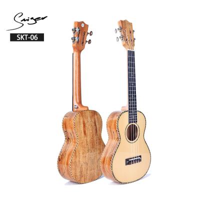 China 26 inch ukulele tenor ukulele Spalted solid top tenor spruce ukulele Spalted maple back and 26 inch abalone side ukulele binding logo customized for sale