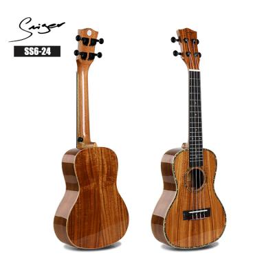 China China high gloss finish ukulele made OEM wholesale solid koa electric ukulele for sale