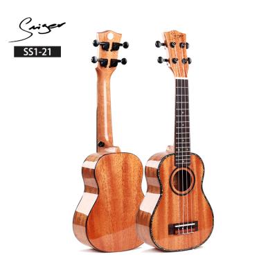 China Smiger China Brand Economical Solid Mahogany Guitar Ukulele High Gloss Finish Soprano Wood for sale