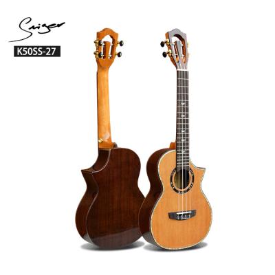 China Sharp Cut Abalone Inlay All Ukulele 26inch Solid Tenor Ukulele High Grade Cut Tenor Ukulele for sale