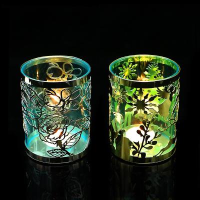 China Luxury Home Candle Container Stainless Steel Decoration Pattern Metal Candle Jar for sale