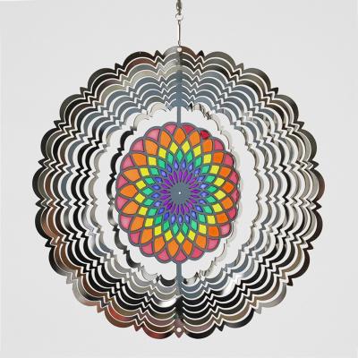 China Morden Metal Garden Sunflower Stake Luxury Outdoor Stainless Steel Solar Wind Spinner for sale