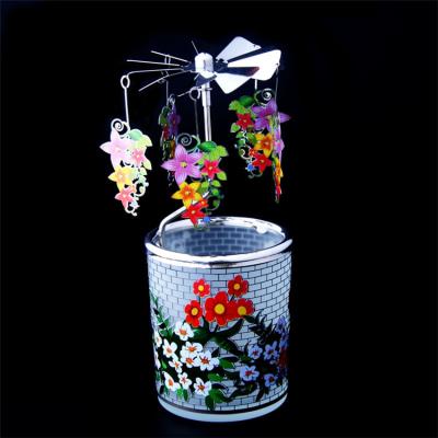 China Rotary Candle Holder Home Flower Decoration Colorful Candle Jars Metal Home Decorative Decoration To Wedding Christmas Tea Light Holder 2 Color for sale