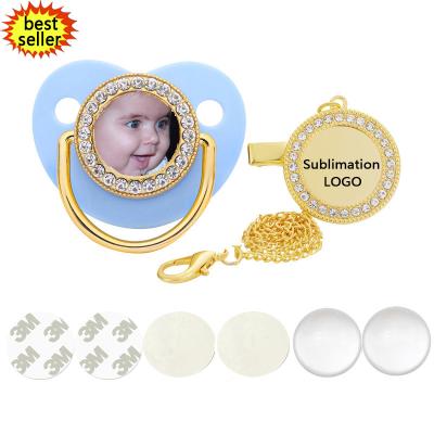 China BPA Free Free Shipping Wholesale Personalized Sublimation Bling Luxury Empty Pacifier With Clip Custom Pacifier For Baby for sale