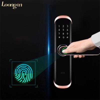 China Tuya new upgrade zinc aluminum alloy hotel apartment hotel wifi home security wifi biometric fingerprint code room door lock APP electronic smart lock for sale