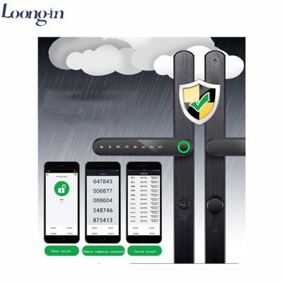 China Aluminum Alloy Waterproof App Door Lock Tuya/Ttlock WIFI Smart Biometric Fingerprint Doo For Sliding Door for sale