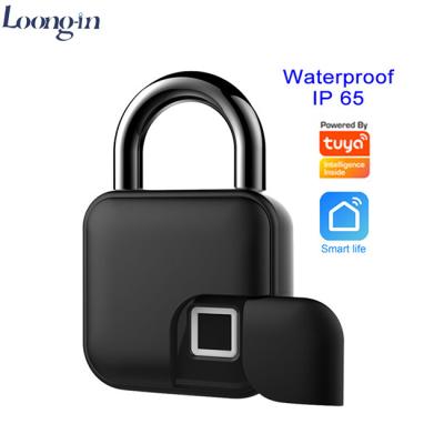 China 2021 Smart Biometric Fingerprint Lock Zinc Alloy Padlock IP65 Waterproof For Lockers/Bicycle/Toolbox/Pickup Truck/Yard/Warehouse for sale