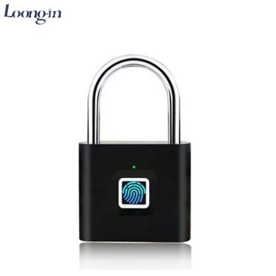 China Cheap Keyless Rechargeable Portable Padlock Zinc Alloy USB Fingerprint Fingerprint Padlock Zinc Alloy Smart Biometric Padlock for sale