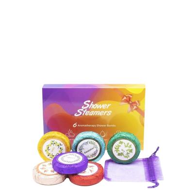 China Custom 6 Pcs Aromatherapy Bath Supplies Home Spa OEM Hotel Spa Tablet Shower Fizzy Steamers for sale