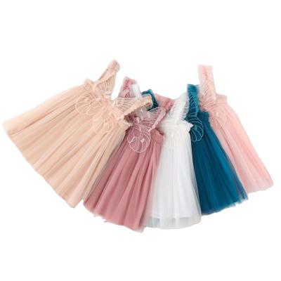 China Anti-wrinkle summer toddler baby cotton princess lace dress boutique tutu skirts girl mesh slip dress butterfly for sale