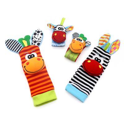 China Soft Fabric Giraffe Donkey Monkey Deer Rattle Wristband Bracelets Baby Bangs Toys Wrist Rattles Baby Toys and Foot Finders for sale