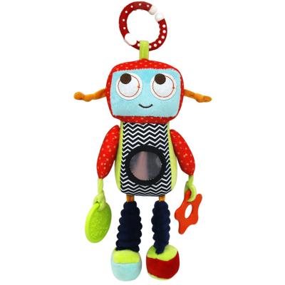 China Hanging Plush Baby Crib Rattle Fold Plush Toys Cartoon Robot Teether Wind Chime Toy For Infant for sale