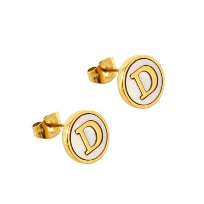 China High Quality Career Office/Gold Plated 26 Letters Fashion Classic Jewelry Stainless Steel Vintage Initial Stud Earrings For Women for sale