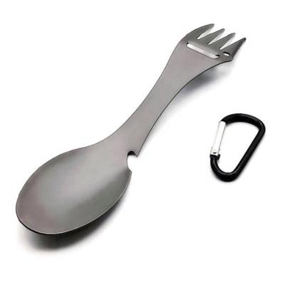 China Outdoor Camping Expanding Travel Titanium Plated Multifunctional Stainless Steel Fork Spoon Saw Portable Opener For Outdoor Camping Picnic for sale