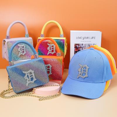 China Lady Hottest Designer Ladies Baseball Hats Sets Sequins Purses And Handbags For Women Bags for sale