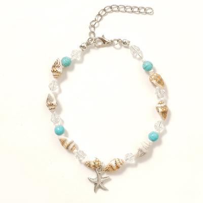 China Tassel Five Pointed Starfish Foot Chain Starfish Pearl Anklets Accessories Simple Eco-friendly Fashion Beach Foot Decoration for sale