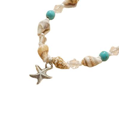 China Shell The Real Thing Turquoise Handcrafted Sea Starfish Beach Wind Craft Conch Dangling Anklets Original Eco-Friendly Ankle Chain for sale