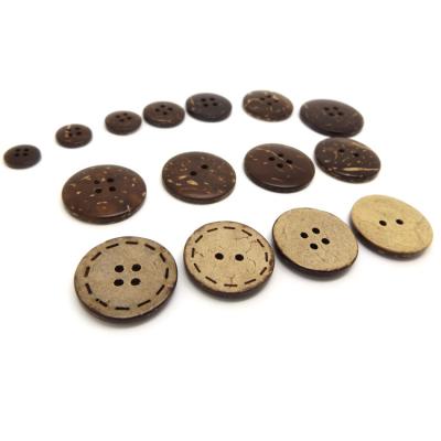 China Dry Cleaning Garment 2 Hole 4 Hole Buttons Sewing Coconut Shell Brown Buttons Natural Coconut Button for sale