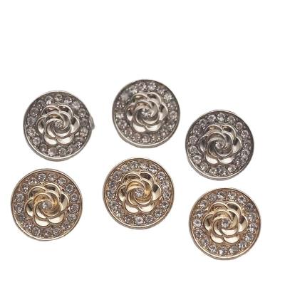 China Dry Cleaning Accept Customized Detail 3 D Diamond Flower Broken Leg Button Gold High Quality Single Leg Button for sale