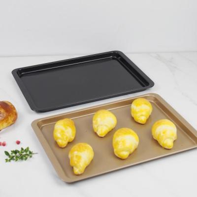 China Starck Disposable 14.5 Inch 0.4 Mm Black Gold Carbon Steel Baking Tray Non Stick Baking Dishes And Pans for sale