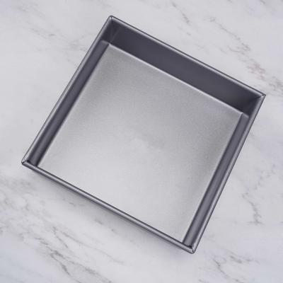 China 0.8 Mm 8.5 Inch Square Chiffon Cake Pan High Quality Gray Non-Stick Carbon Steel Edged Flat Molds for sale