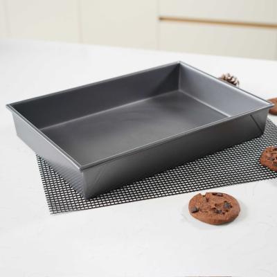 China 13.5 Inch Cheesecake Baking Pan Gray High Quality Roasting Pan Carbon Steel Shape Deep Rectangular Sustainable Cake Tray for sale