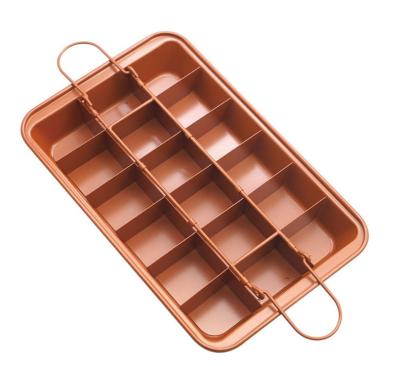 China Wholesale Starck Factory Disposable Rectangle Brownie Cake Cutter Baking Tray Filters Non Stick Carbon Steel Cake Pan With Dividers for sale