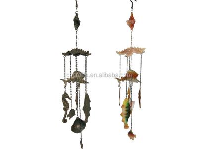 China Japan Marine Organism Cast Iron Metal Wind Chimes, Conch, Seahorse, Fish, Turtle, Shell for sale