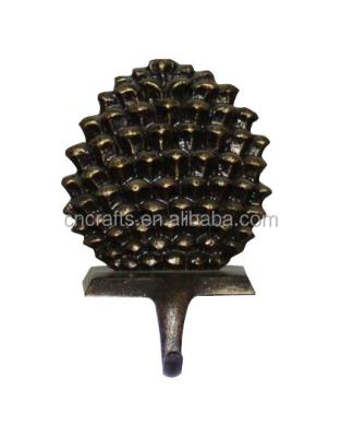 China Pinecone Christmas Heavy Antique Bronze Stocking Holder for sale