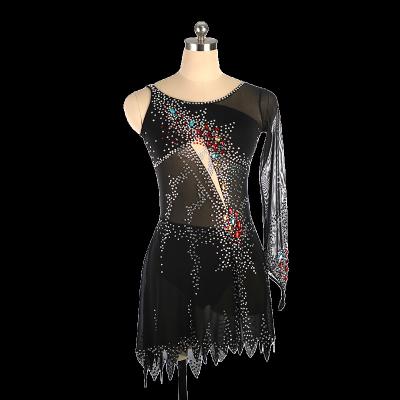 China Breathable Women Sheath Long Mesh Patchwork Ice Dress Gymnastics Ballet Dancer Tights Dress Competition Equipments Figure Skating for sale