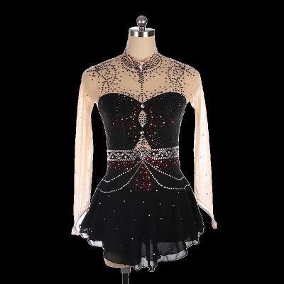 China Breathable Competition Ballet Wear Performance Wine Girls' Women's Girls' Ice Skating Dress Ice Dance Latin Dress for sale