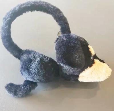 China Hot Selling Eco-friendly/Cute/Handmade Plush Earmuffs Black Dog Puppy Music Animal Earphone for sale