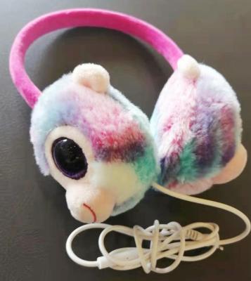 China Custom Hot Selling Eco-friendly/Cute/Handmade Rainbow Ear Muffs Plush Lady Monkey Multicolor Cute Animal Music Earphone Muffs for sale