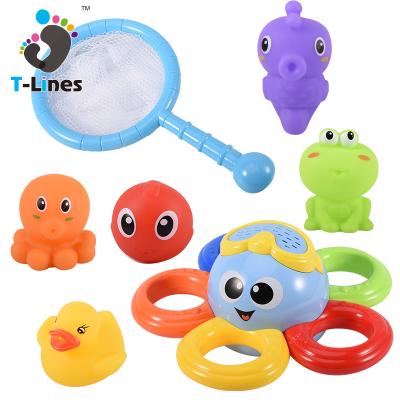 China Summer Eco Funny Baby Toy Bath Octopus Bathing Time Catch Water Animal Game Swimming Toy Rubber Fishing Floating For Children for sale