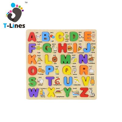 China Matching Board 26 Letter Jigsaw Puzzle Wooden English Letter Knowledge Eco - Friendly Educational Material for sale