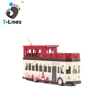 China Eco-friendly 1:28 London double deck routemaster bus diecast model alloy die cast toy cars with sound and light for sale