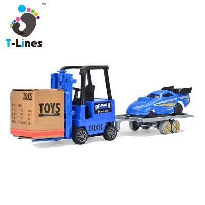 China Mini Eco-friendly Material Alloy Metal Die Cast Car Toy Set Pull Back Forklift Model For Kids for sale