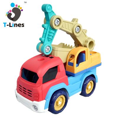 China New Eco-friendly Material DIY Car Truck Toys Plastic Assemble Construction STEM Engineering Coast Car Toy Educaional Games for sale