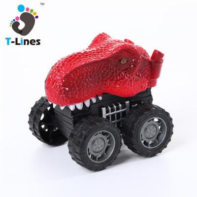 China Plastic Dinosaur Vehicles Toy Rubbing Head Power Cars Eco-friendly Material Set 4 Pcs Rubbing Car Animal Toys for sale