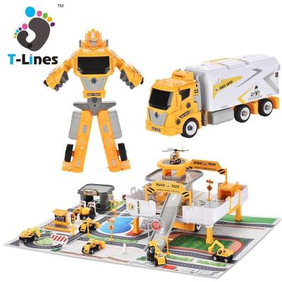 China Transformable Hot Spots 3 in 1 Deformation Robot Toy Kids Take Apart Engineering Multifunctional Truck Car Parking Toy for sale