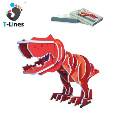 China Custom Safety DIY 3D Dinosaur Insect Toy Puzzle Kids Jigsaw Educational Paper Material Popular Chrismas Paper Material Shape Buliding Blocks For Child for sale