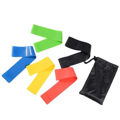 China Portable Goods Customized Printed Workout Yoga Hip Fitness 5 Levels Band Yoga Smooth Exercise 5pcs Resistance Bands for sale