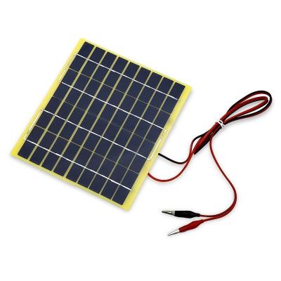 China BUHESHUI 5W 18V Polycrystalline Silicon Solar Panel Portable Solar Charger for 12V Car/Boat/Motor DIY Battery Charger Solar System with Crocodile Clips for sale