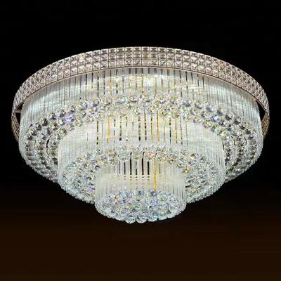 China Modern Design Modern Design Stainless Chrome Steel Flush Led Lamp Corridor Surface Mounted Round Crystal K9 Ceiling Lights for sale