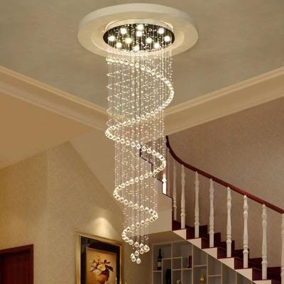 China Modern Led Crystal Staircase Spiral Chandelier Ceiling Lights Staircase Chandelier Ceiling Mounted for sale